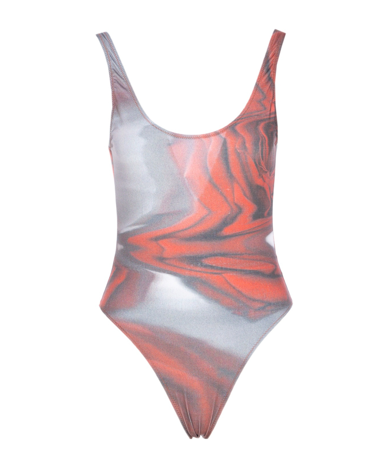 Jean Paul Gaultier Scoop Neck High-cut Open Back Swimsuit In Multi