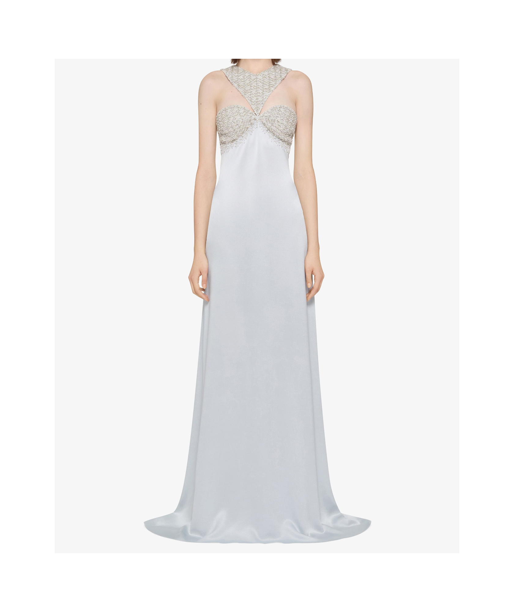 GIVENCHY EVENING DRESS IN CREPE SATIN WITH CRYSTALS AND PEARLS