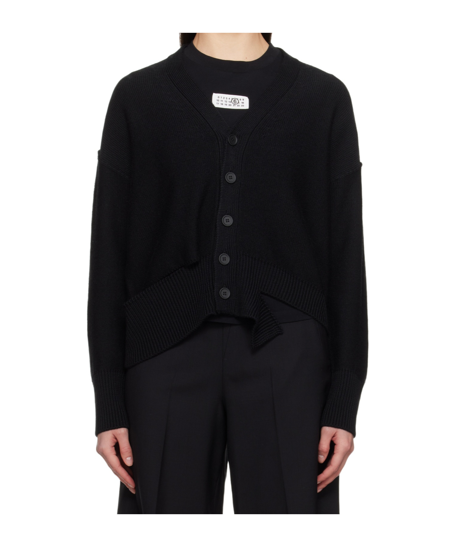 Mm6 Maison Margiela Mm6 By Maison Margiela Relaxed Fit Black Wool Knit Cardigan