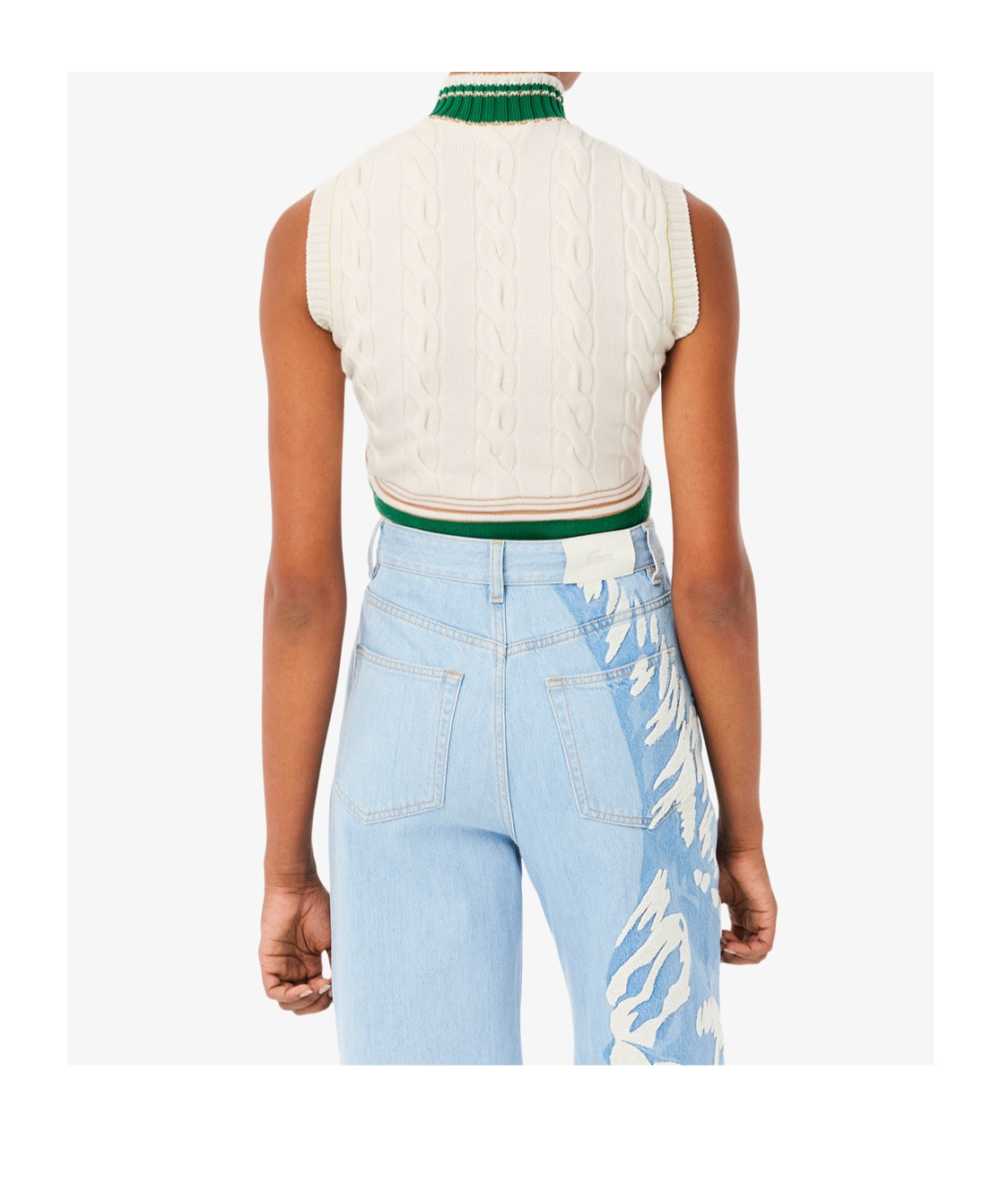 LACOSTE LOGO-EMBROIDERED CABLE-KNIT TOP
