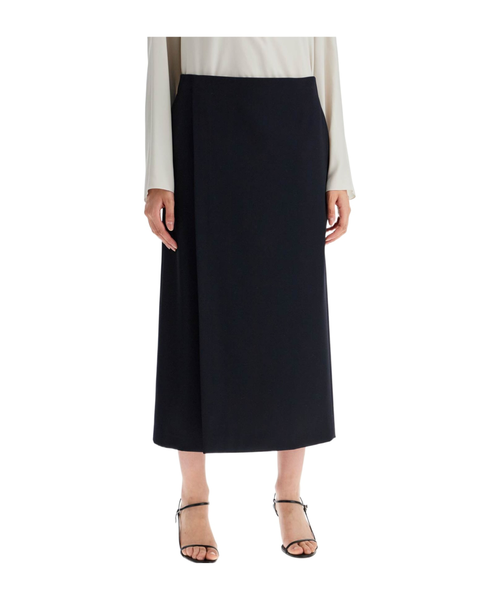 The Row Kavi Wrap Skirt With Pockets In Black