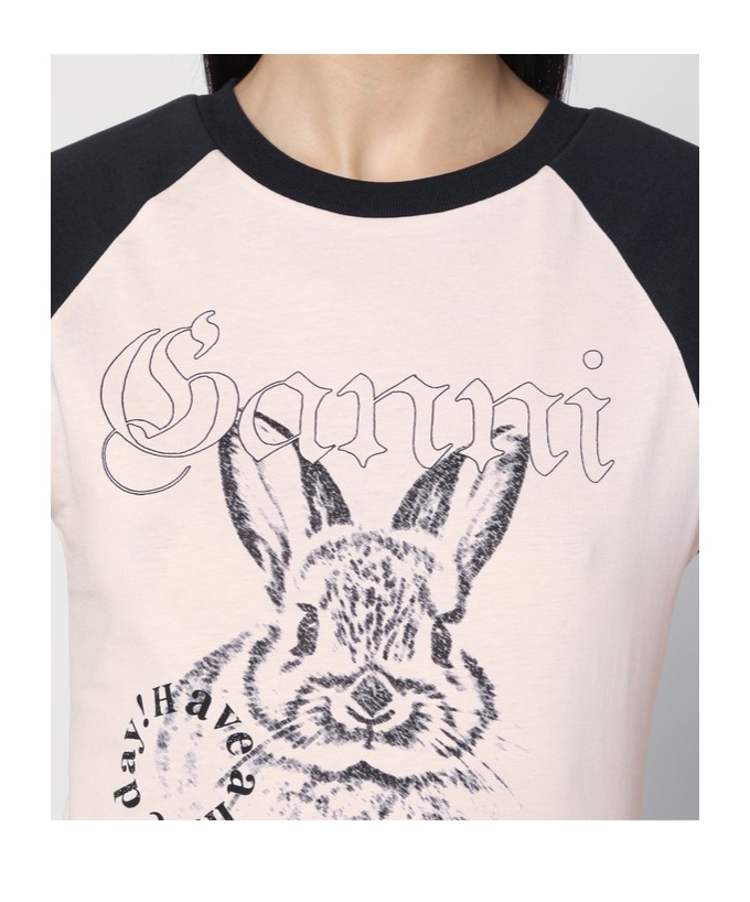 Ganni Basic Jersey Bunny Raglan T-shirt T-shirts Pink