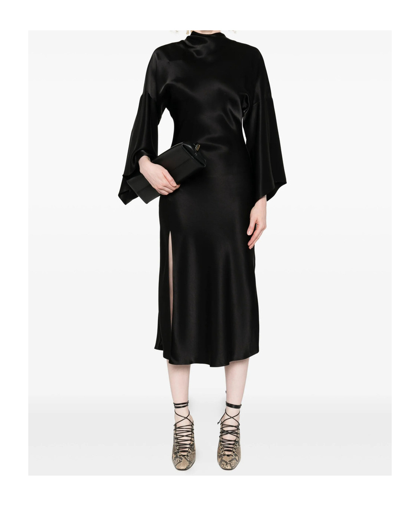 Pinko Open-back Midi Dress In Black