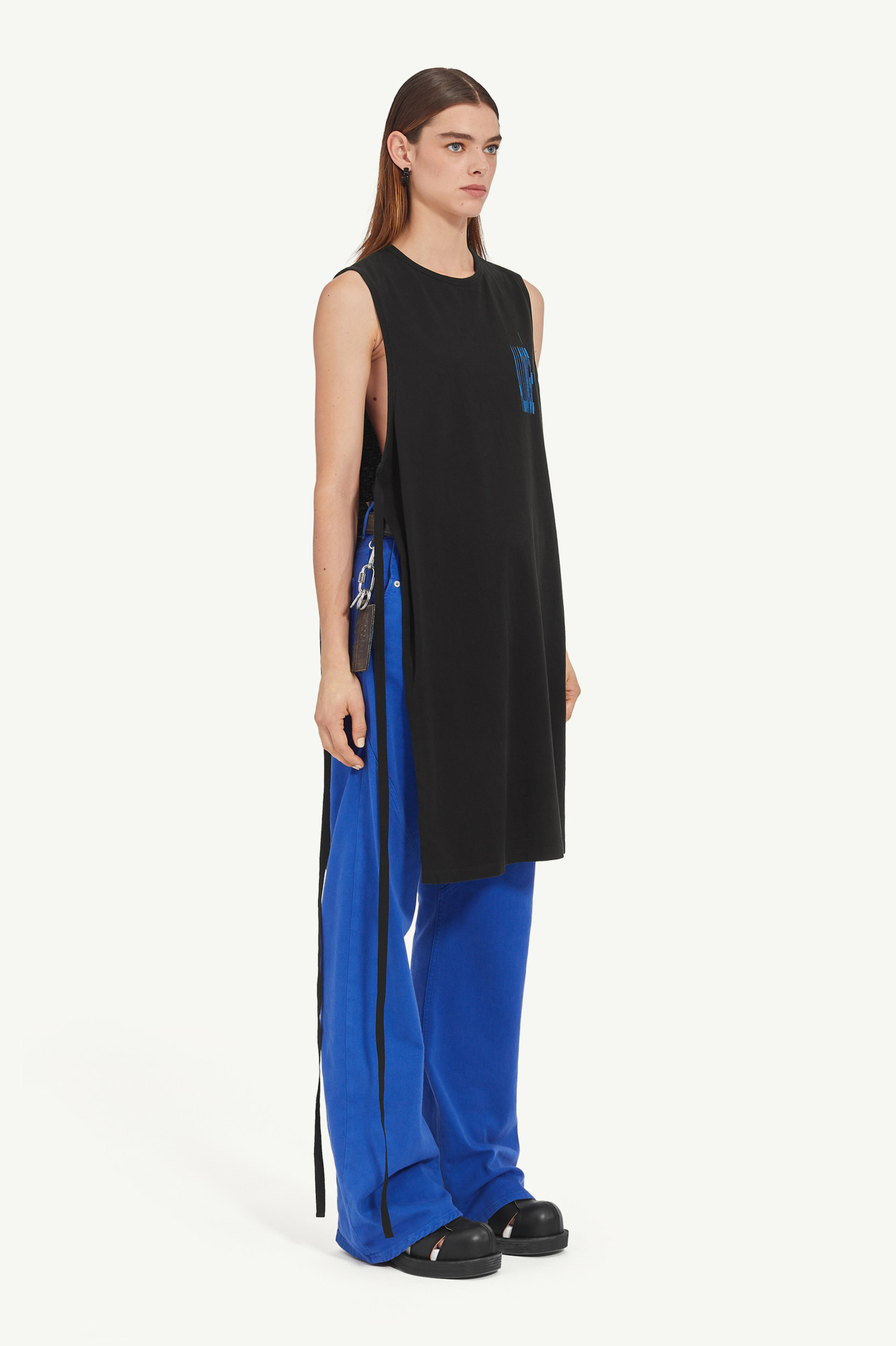 Mm6 Maison Margiela Cotton Long Tank Top In Black