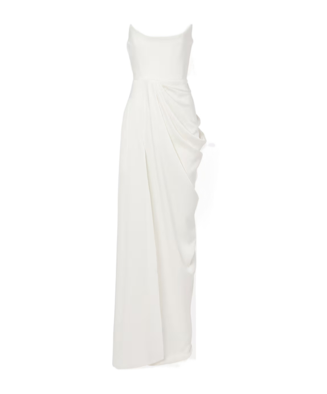Alex Perry Draped Crepe Corset-style Long Dress In White