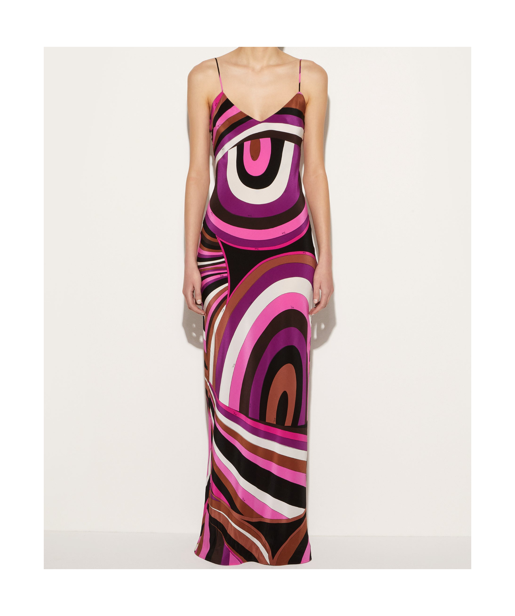 Pucci Silk Dress With Iride Print And V Neckline In Multicolor