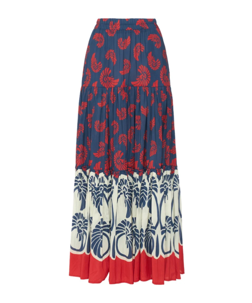 La Doublej Big Floral-print Maxi Skirt In Blue