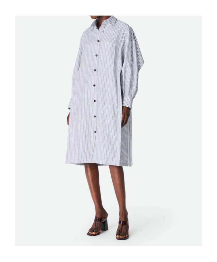 Bottega Veneta Cotton Stripe Dress In White