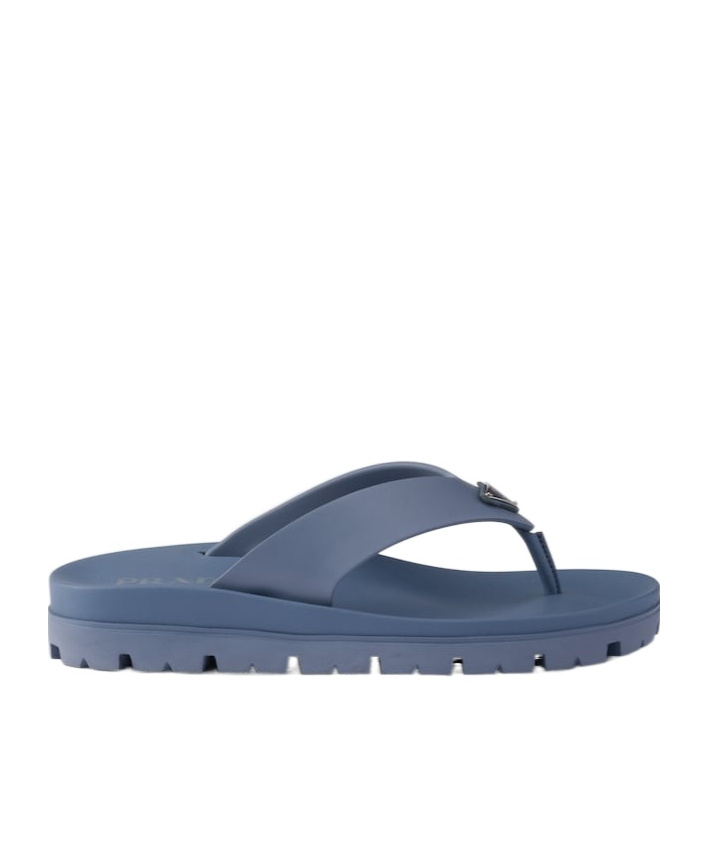 Prada Rubber Thong Sandals In Blue