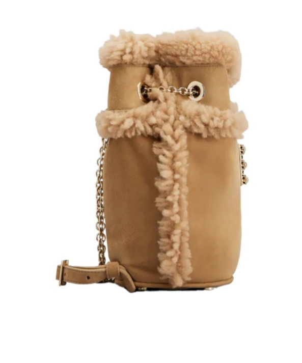 Roger Vivier Tres Vivier Backpack In Suede And Shearling In Brown