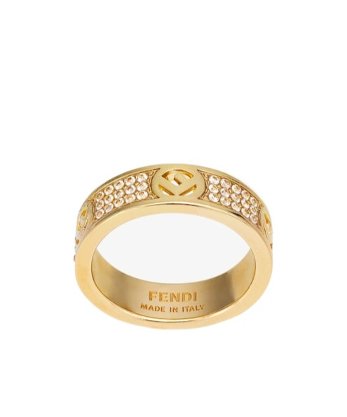 Fendi Logo Ring In Yellow