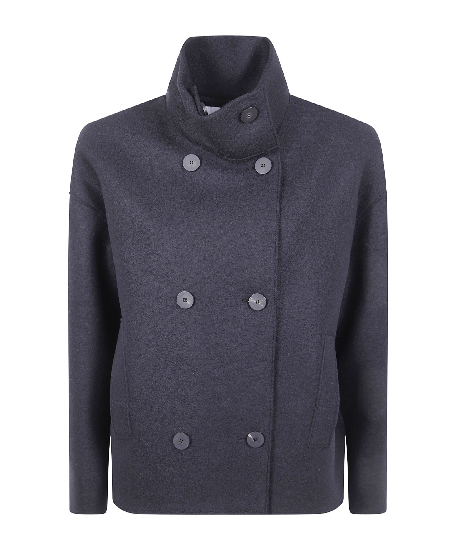 Harris Wharf London Women Cropped Funnel Jacket Pressed Wool In Blue