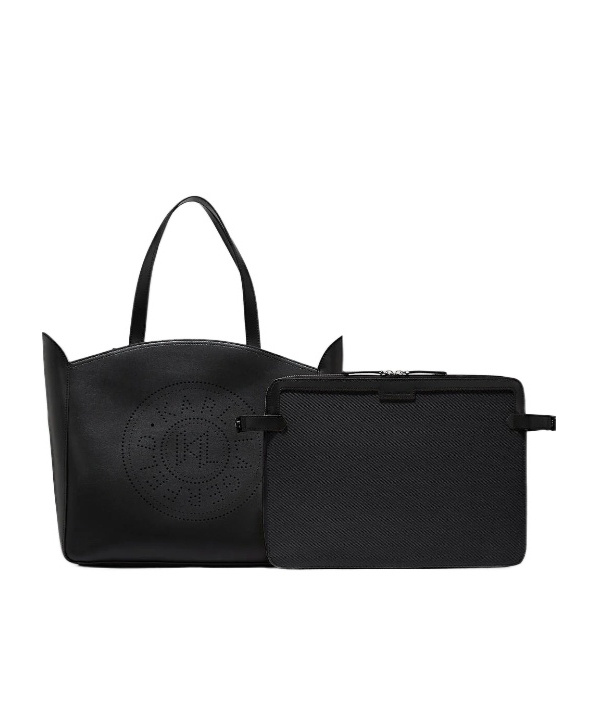 Karl Lagerfeld K/circle Perforated-design Tote Bag In Black