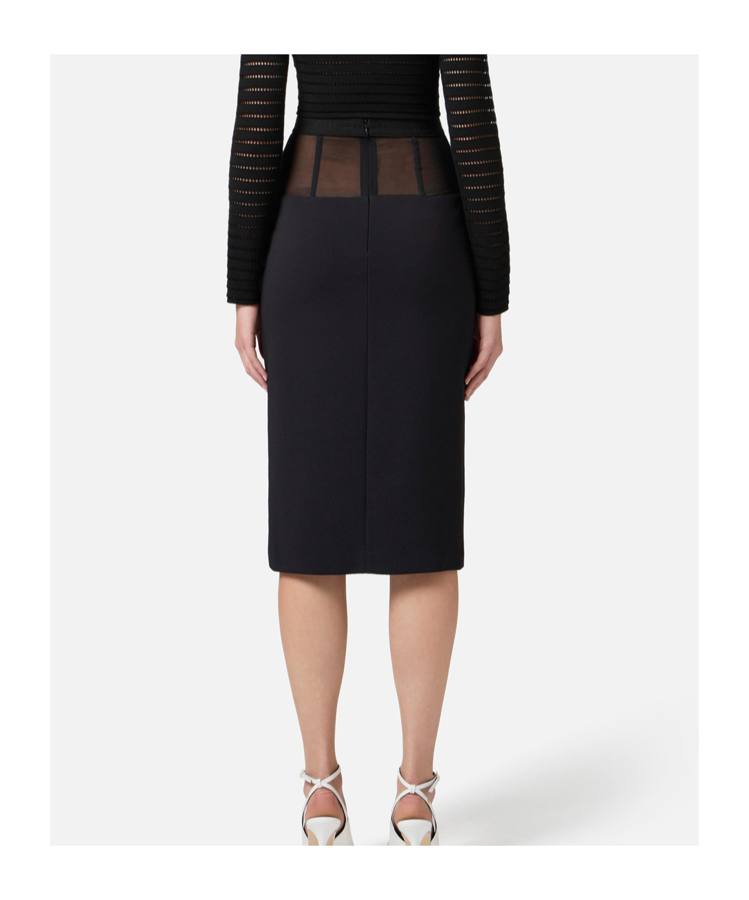 Elisabetta Franchi Crepe Midi Skirt In Black