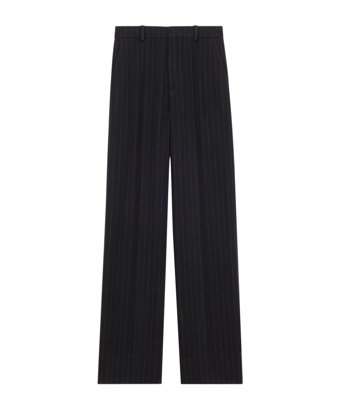 Saint Laurent High-rise Pinstripe Pants In Brushed Wool And Cashmere Flannel In Black