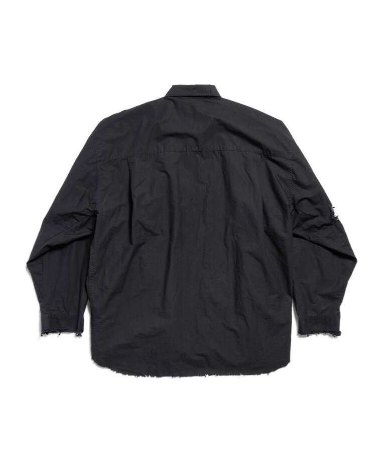 Balenciaga Cotton Distressed Overshirt In Black
