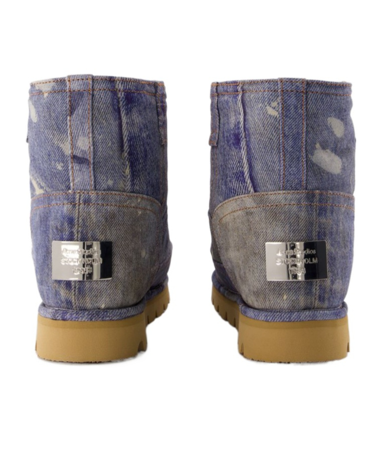 Acne Studios Logo Plaque Ankle Boots In Gray