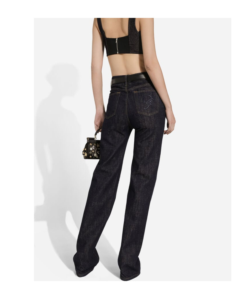 Dolce & Gabbana `flower Power` 5-pocket Jeans In Black
