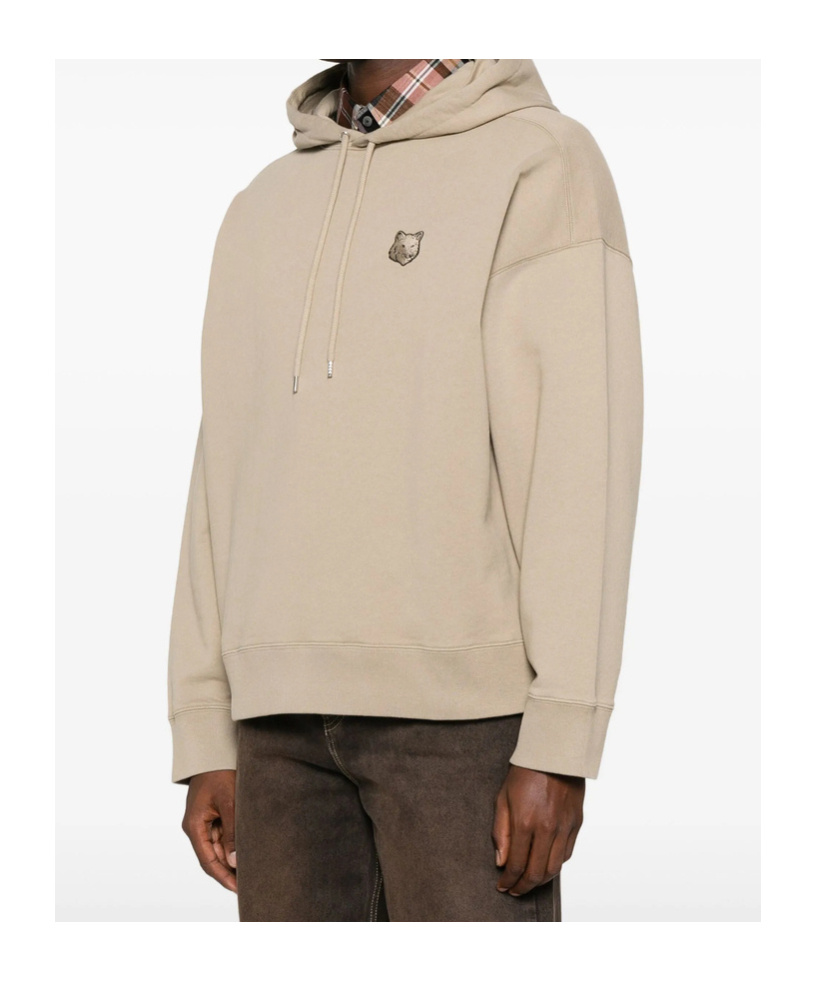 Maison Kitsuné Drawstring Fox-motif Hoodie In Brown