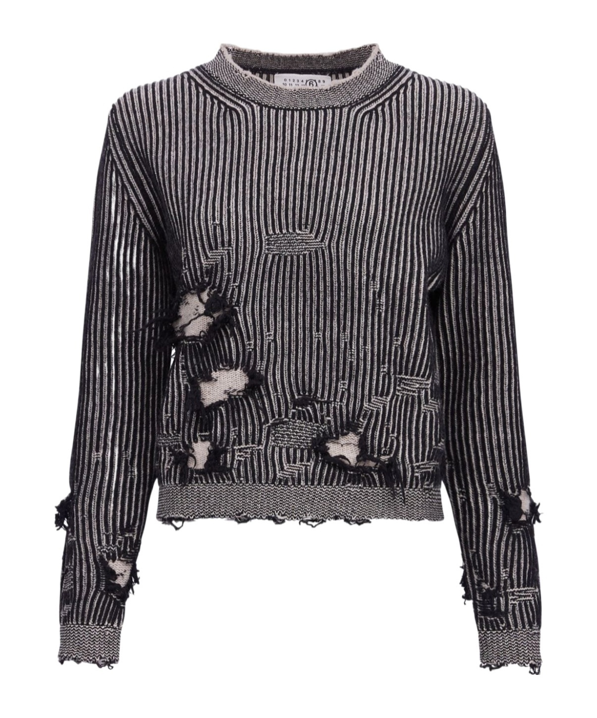 MM6 MAISON MARGIELA MM6 MAISON MARGIELA CREWNECK DISTRESSED-EFFECT KNITTED JUMPER