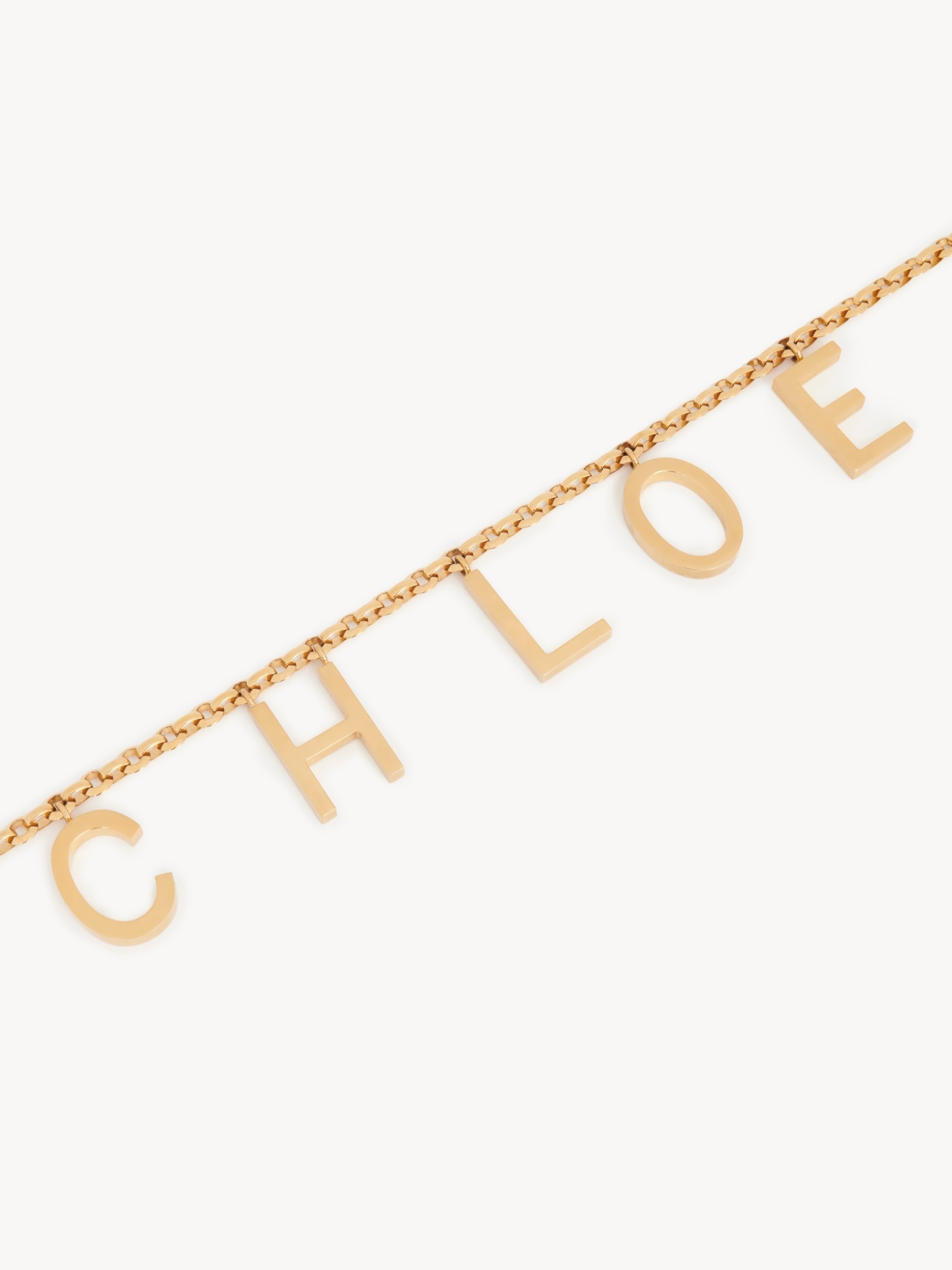 Chloé Metallic Belt With Adjustable Hook Closure And Logo Lettering Charm In Brass Woman