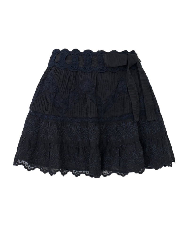 Loveshackfancy Nerina Cotton Lace Mini Skirt In Black