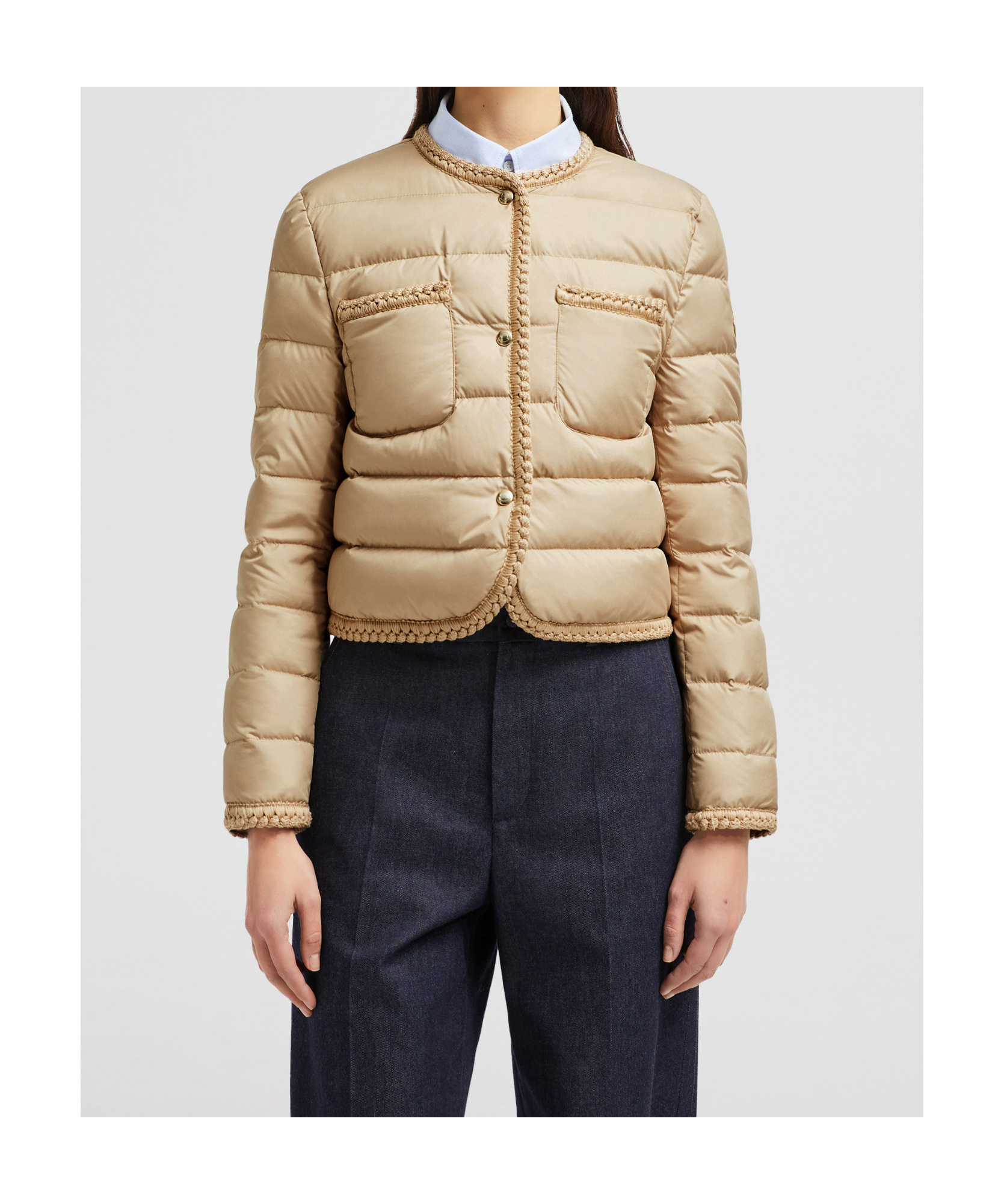 Moncler Gencay Snap Button Fastening Down Jacket In Nude