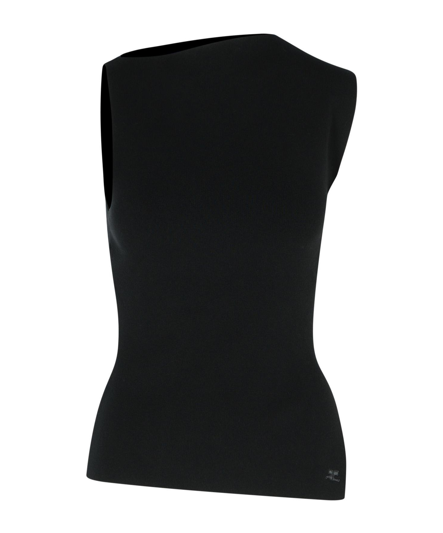Courrèges Asymmetric Neck Sleeveless Tank Top In Black