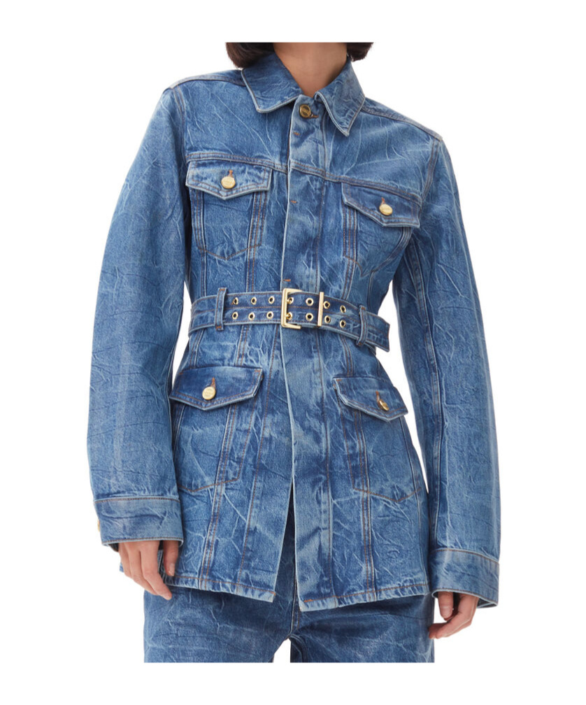 Ganni Women Foil Denim Jacket In Blue