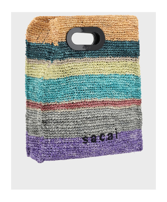 Sacai Multicolor Raffia New Shopper Medium Bag In Multicolor