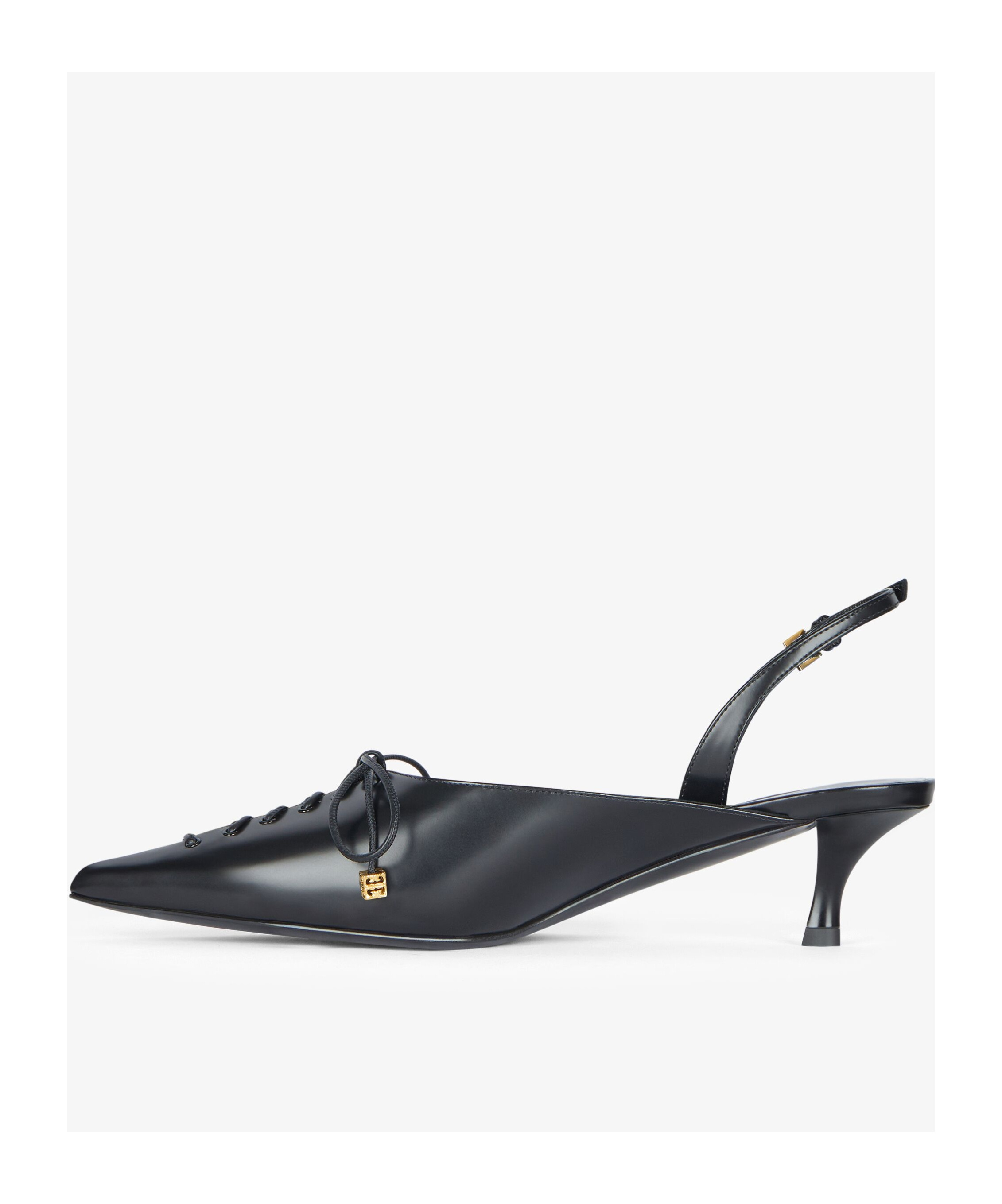 Givenchy Lace-up Slingbacks In Leather In Black