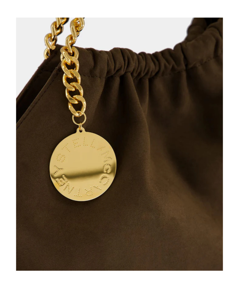 Stella Mccartney Medium Falabella Chain Drawstring Shoulder Bag In Green