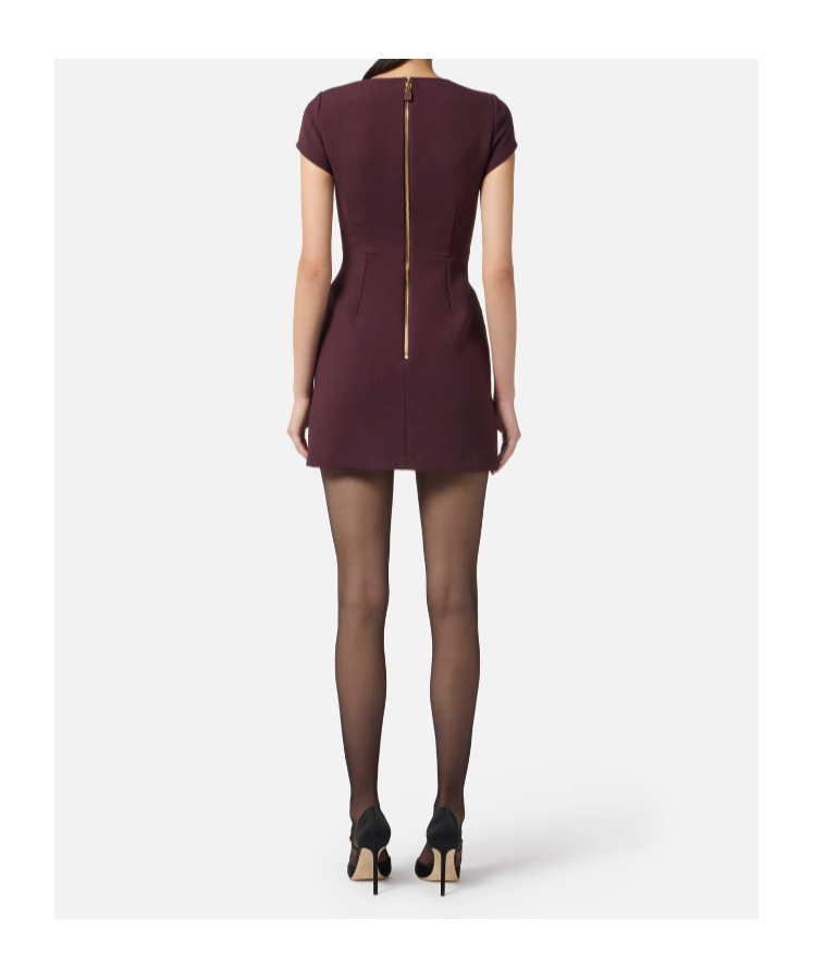 Elisabetta Franchi Merlot Dress With Faux Leather Inserts In Burgundy