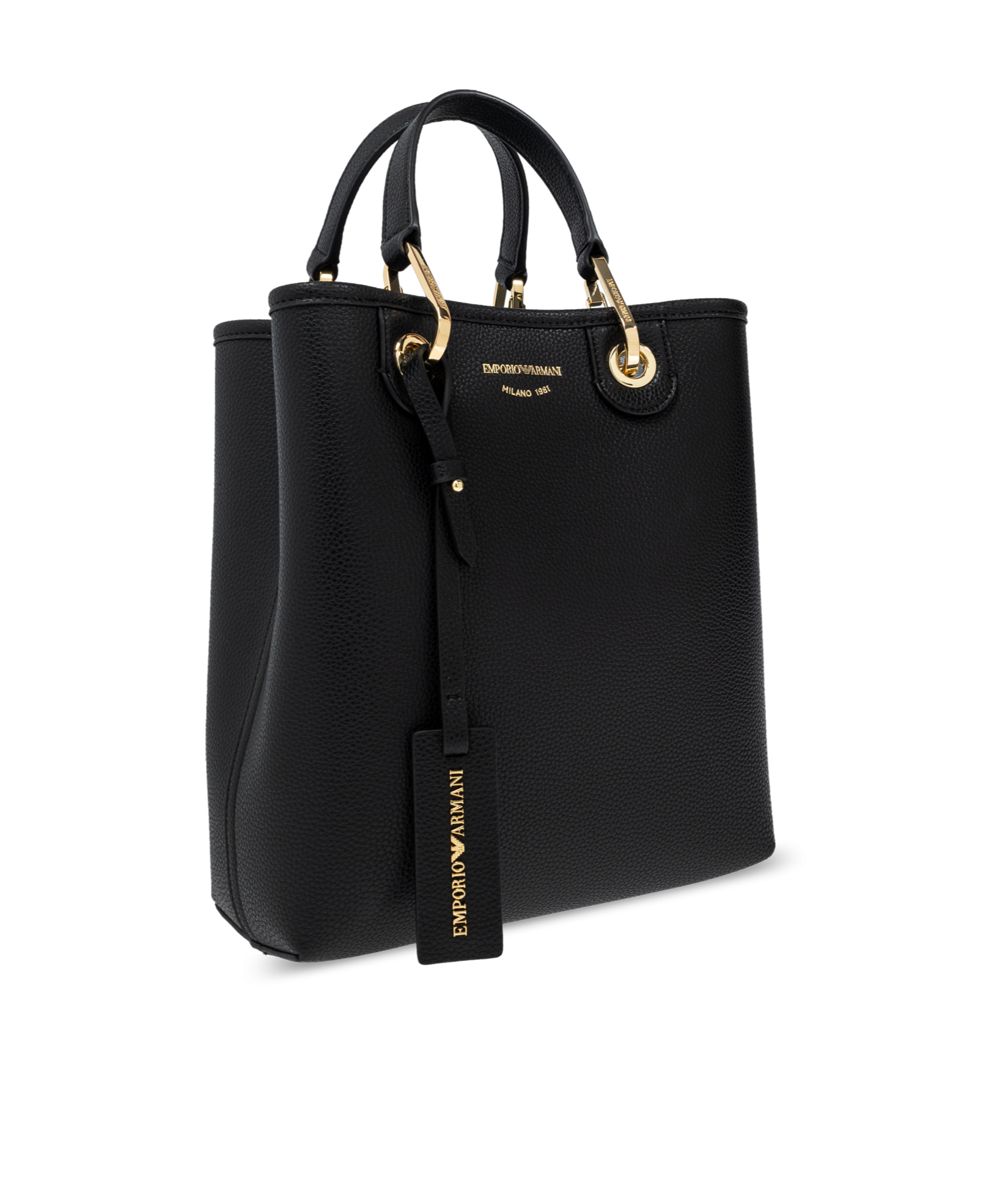 Emporio Armani Logo Hardware Tote With Detachable Strap In Black