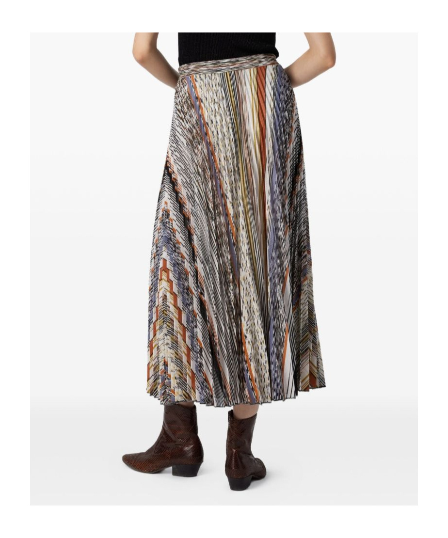 Missoni Pleated Knit Midi Skirt In Multi