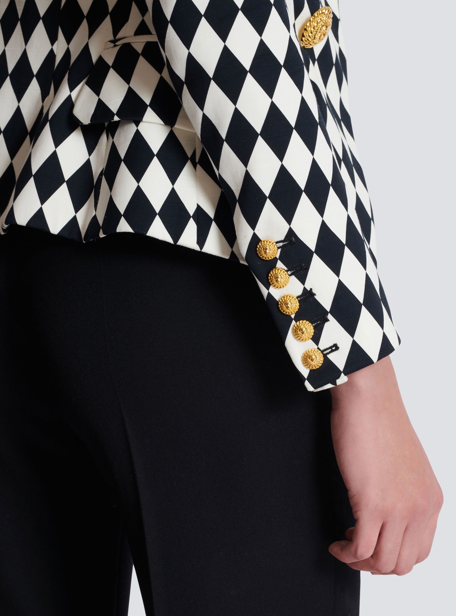 Balmain Diamond-print Peak-lapel Blazer In Black