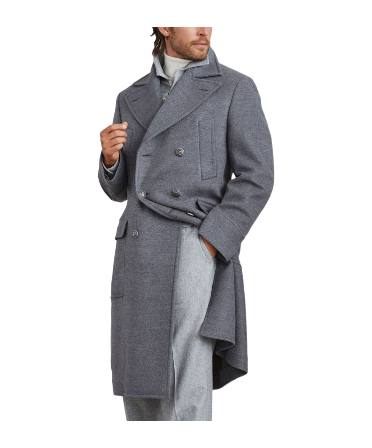 Brunello Cucinelli Double-breasted Wool Coat In Gray