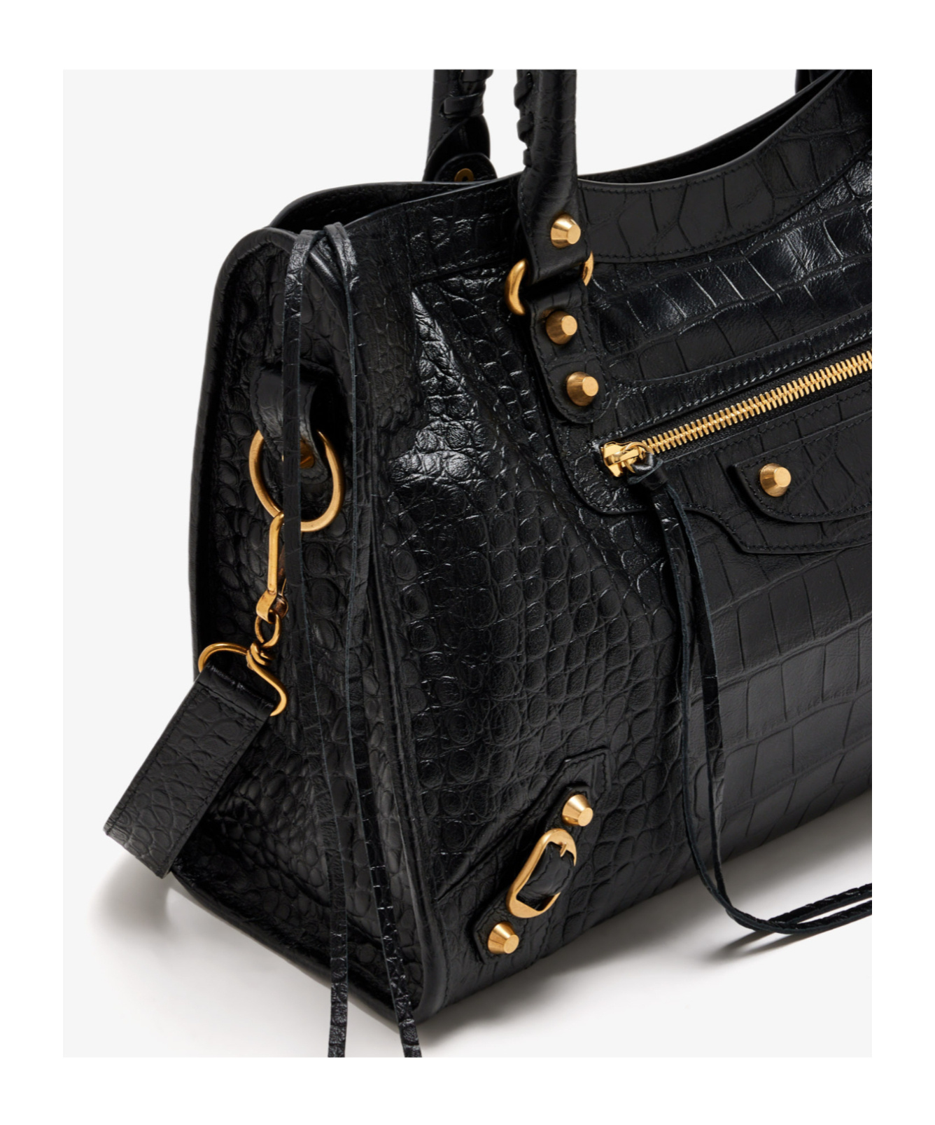 Balenciaga Medium Le City Crocodile-embossed Top-handle Tote Bag In Black