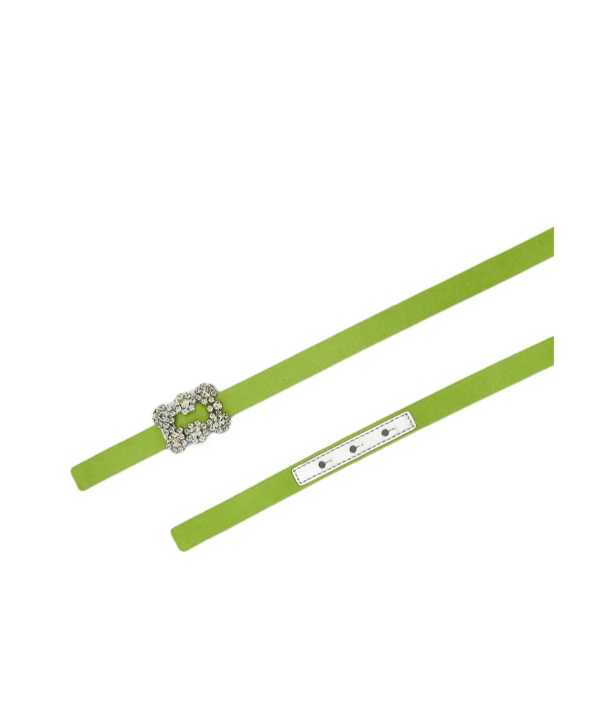 Roger Vivier Efflorescence Belt In Satin In Green