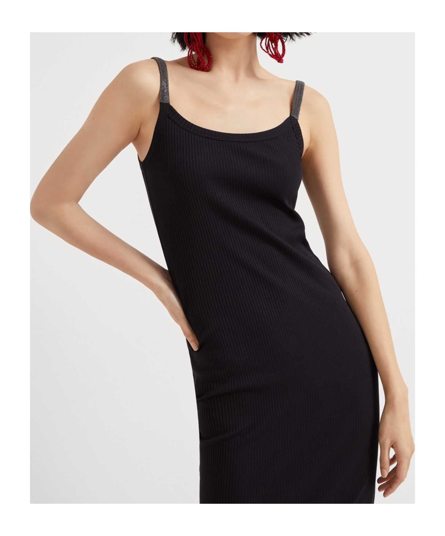 Brunello Cucinelli Monili-embellished Tank Dress In Black