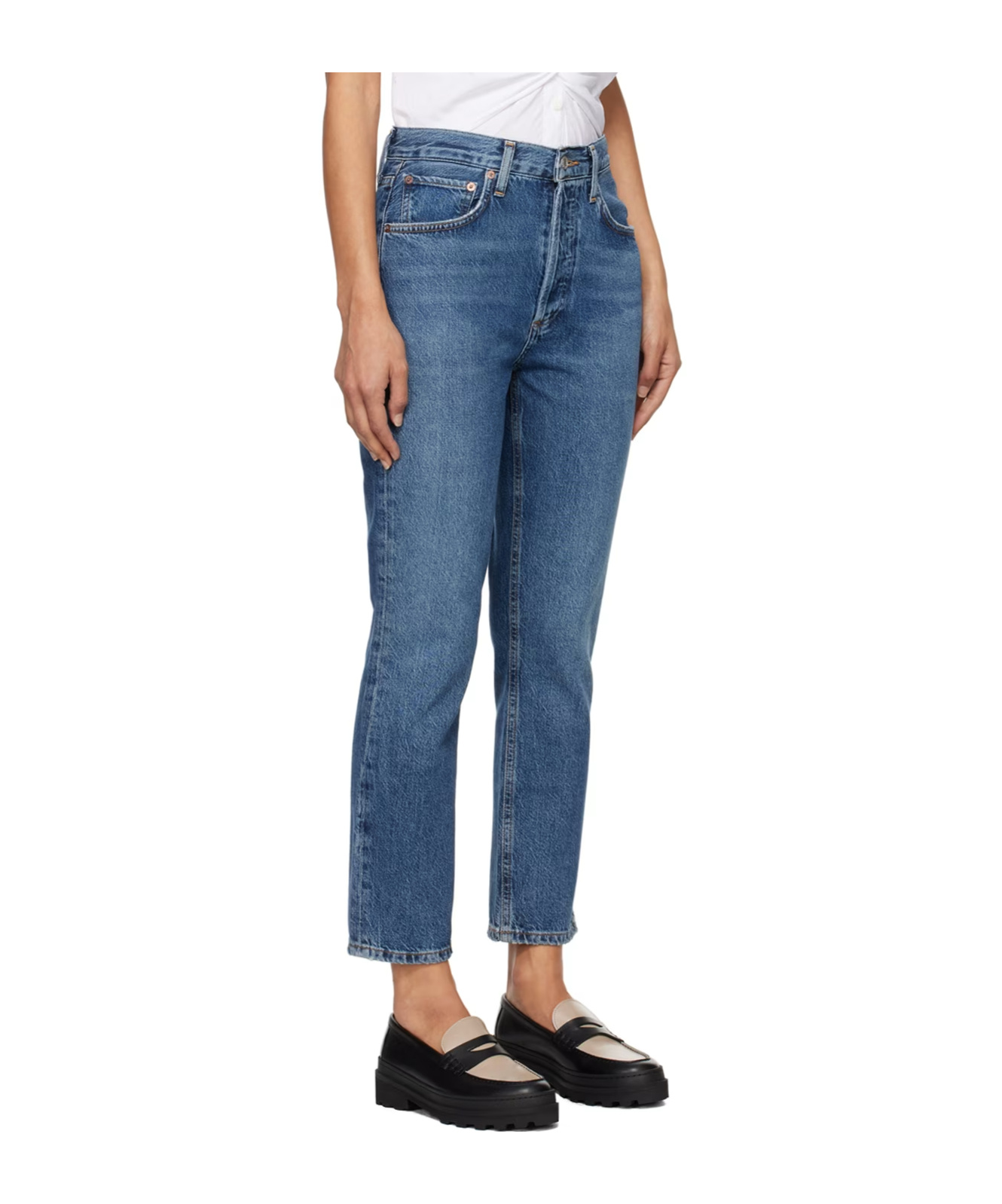 Agolde 90s Pinch Waist Crop Jeans Solace In Blue