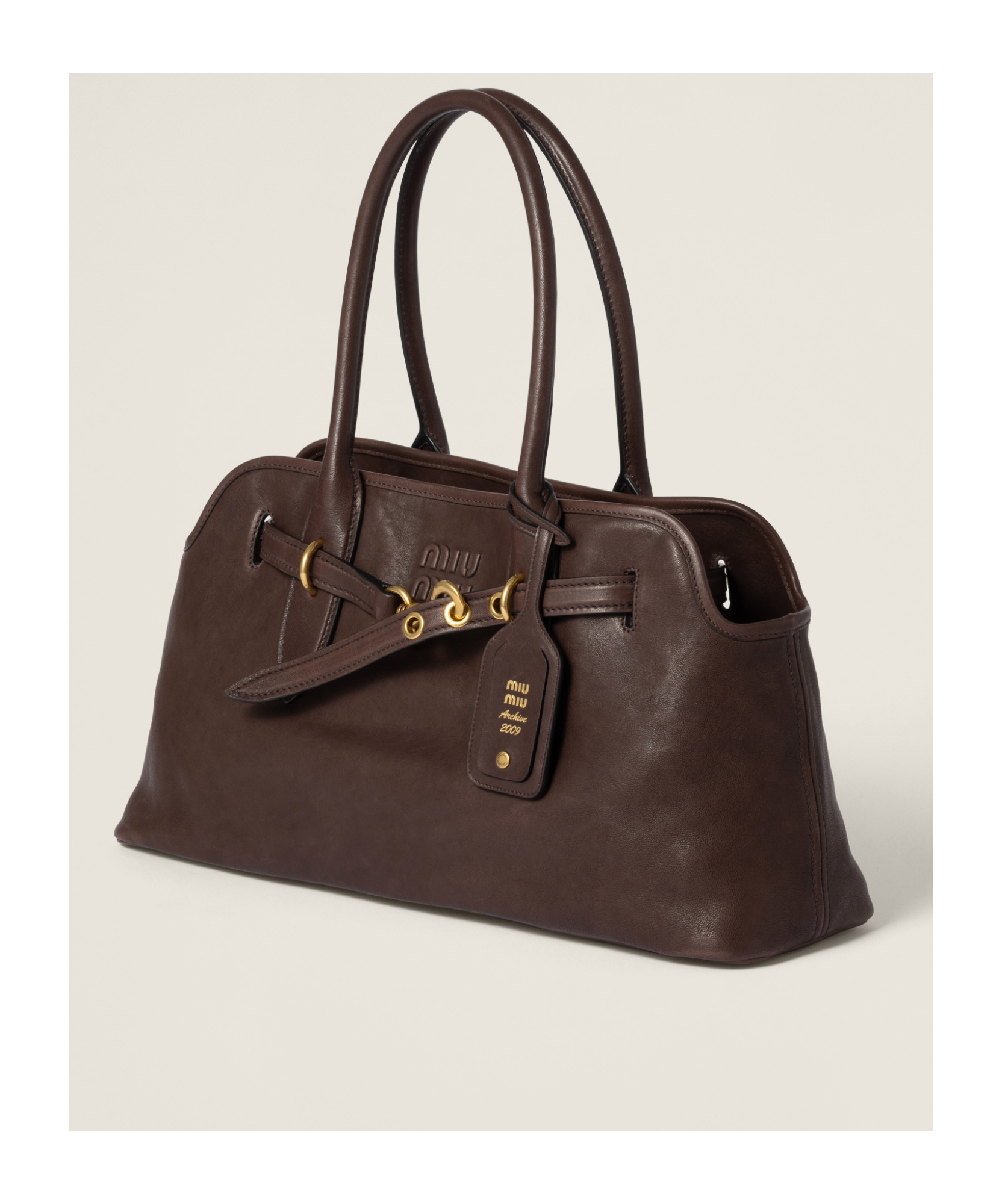 Miu Miu Lamb Leather Shoulder Bag In Brown