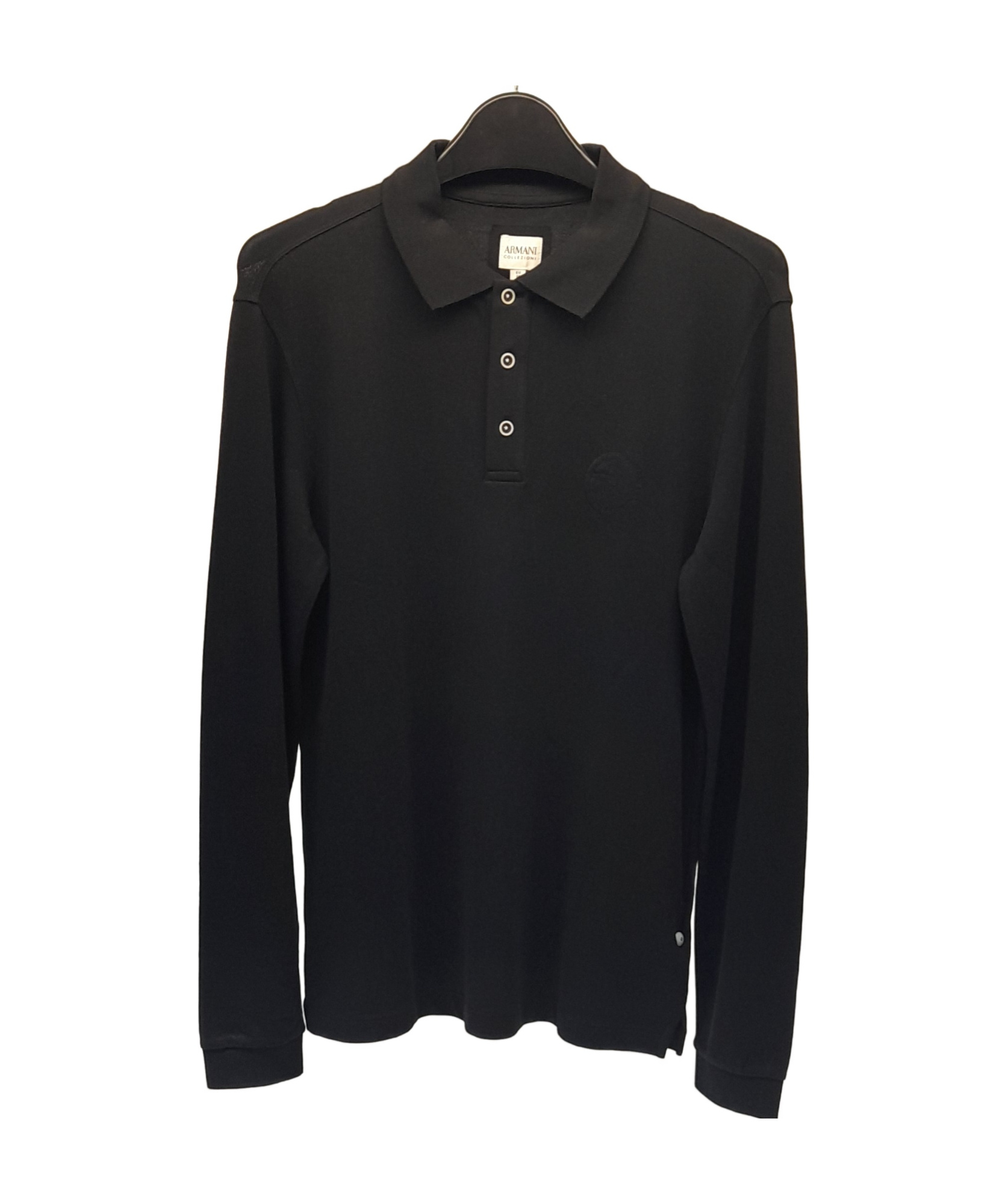 Armani Collezioni Logo Lapel Polo Shirt In Black