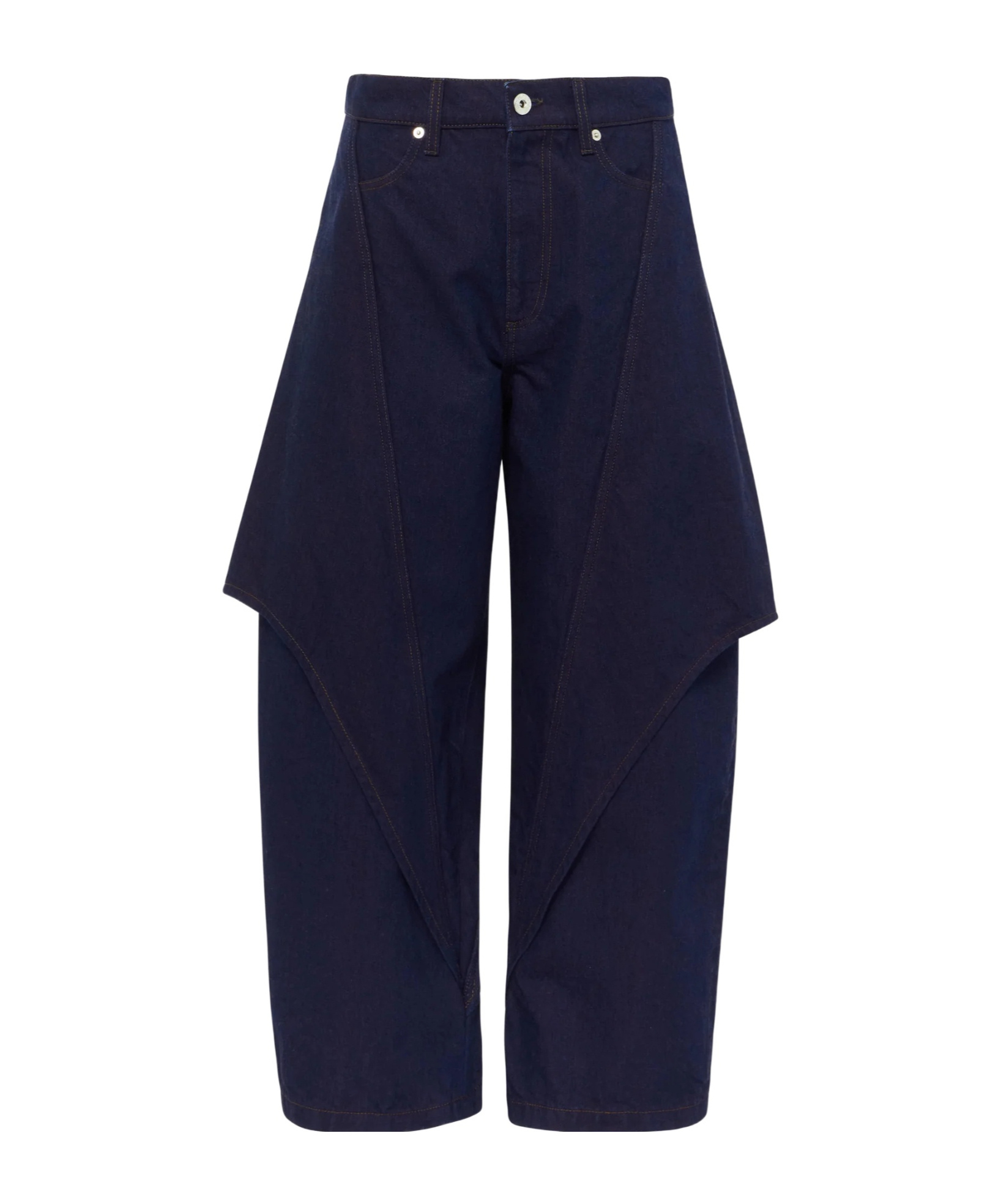 Jw Anderson Mens Blue Red Cropped Sculptural Denim Jeans In Blue