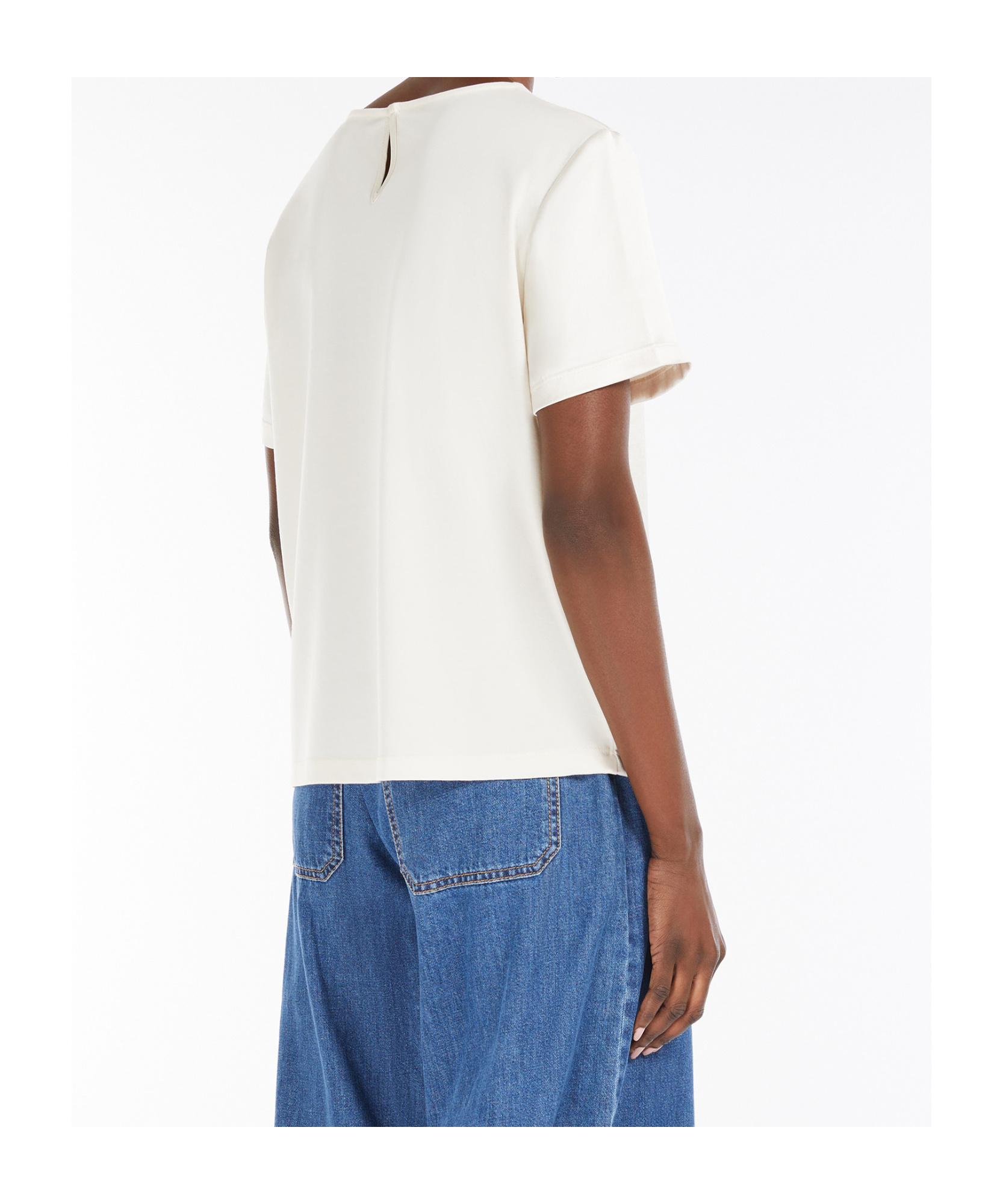 Max Mara Open-necked Black Shirt In White