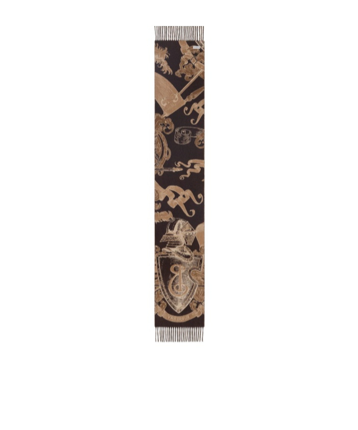 Burberry Etched Knight Cashmere Scarf In Brown