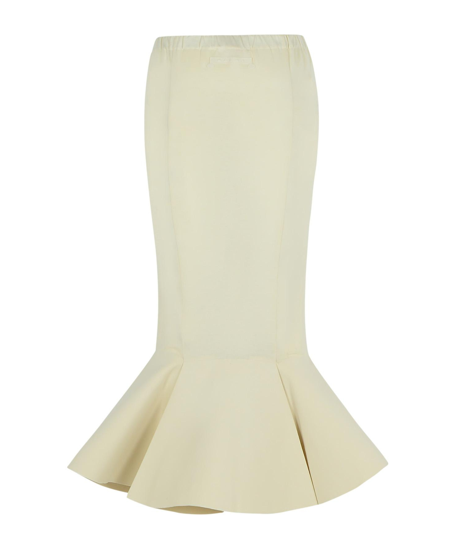 Marni Cotton Skirt With Elastic Waistband And Flared Hem In Neutral