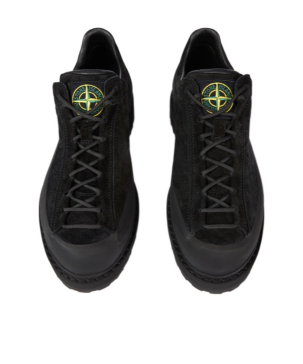Stone Island Textured Black Sneakers With Suede Upper In Black