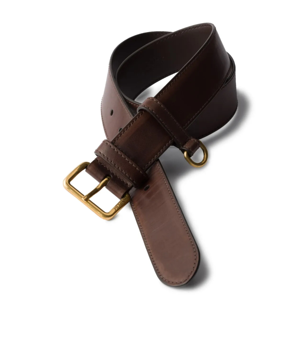 Prada Dark Brown Leather Belt In Ebony