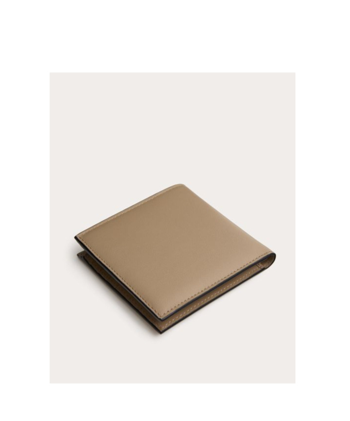 Valentino Vlogo Signature-plaque Bi-fold Wallet In Nude